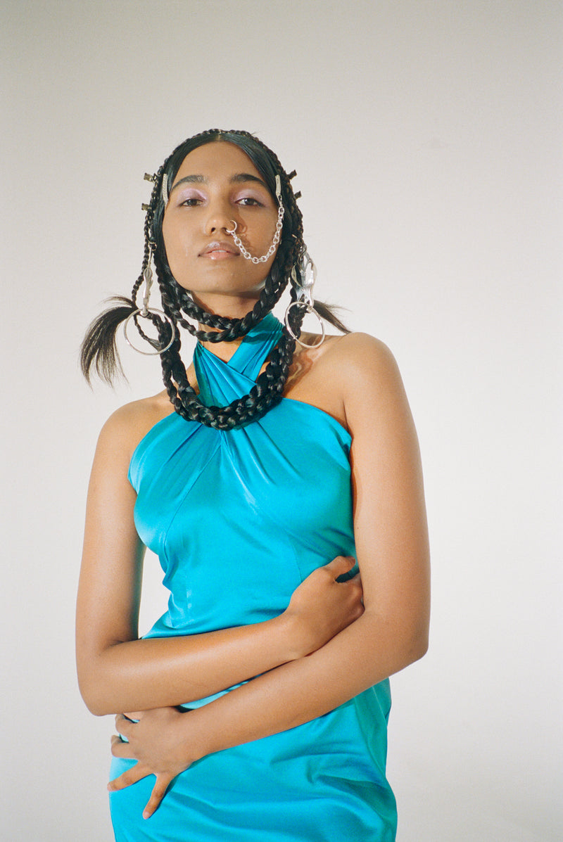 Blue Silk Wrap Dress – Kim Shui Studio